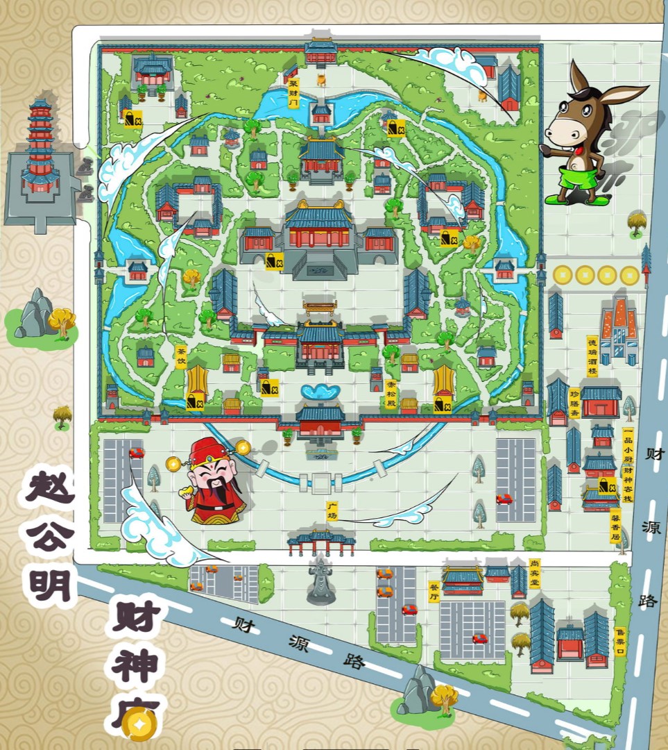 吉县寺庙类手绘地图